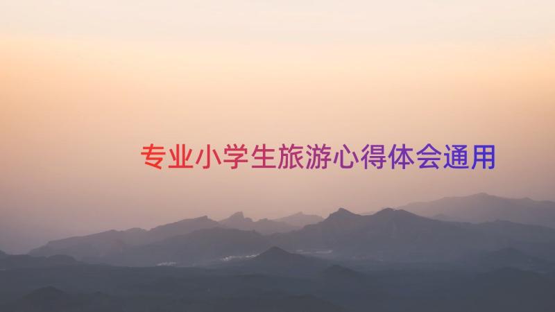 专业小学生旅游心得体会（通用18篇）