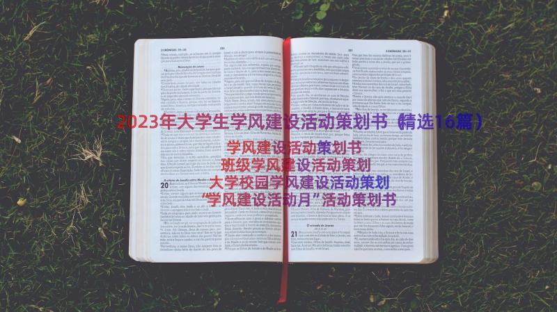 2023年大学生学风建设活动策划书（精选16篇）