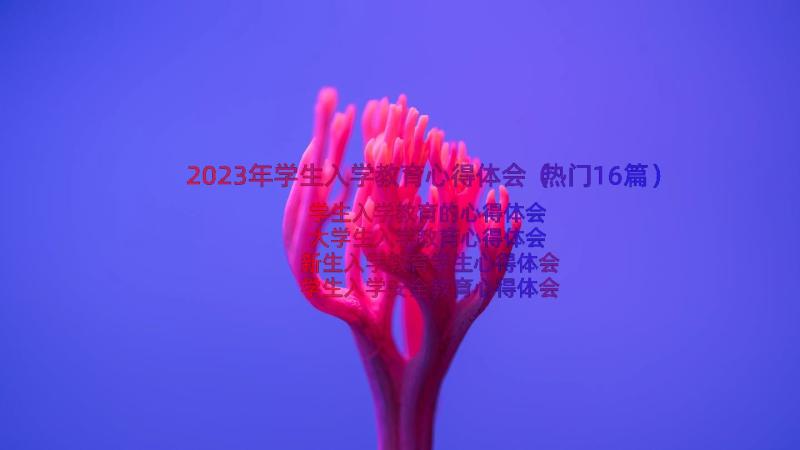 2023年学生入学教育心得体会（热门16篇）