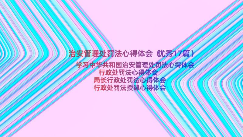 治安管理处罚法心得体会（优秀17篇）