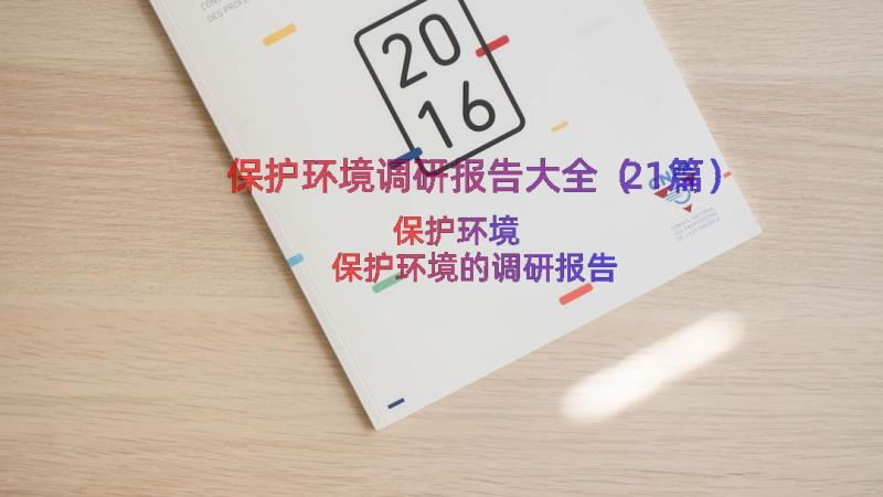 保护环境调研报告大全（21篇）