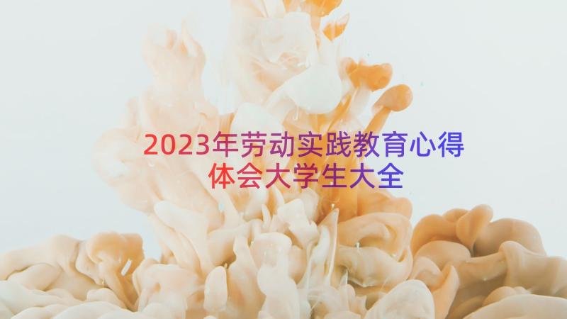 2023年劳动实践教育心得体会大学生大全（14篇）