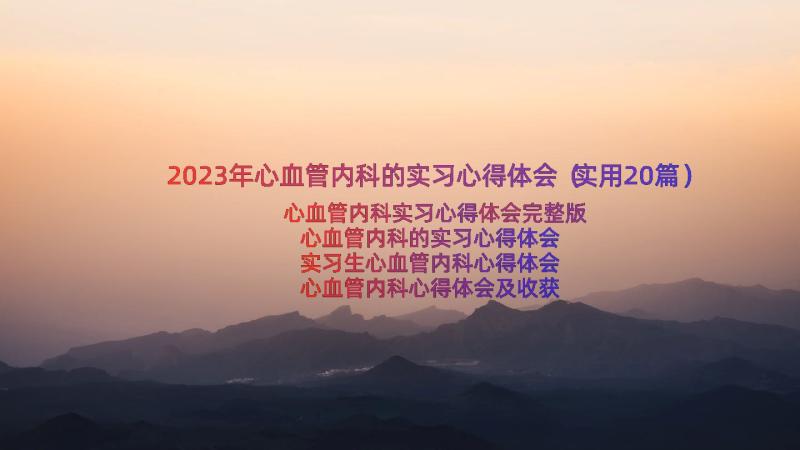 2023年心血管内科的实习心得体会（实用20篇）