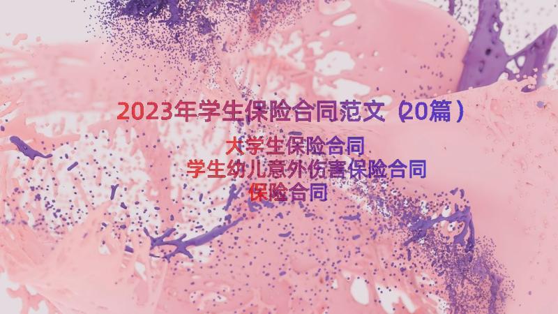 2023年学生保险合同范文（20篇）