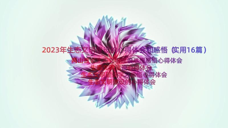 2023年生态文明建设的心得体会和感悟（实用16篇）