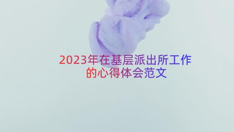 2023年在基层派出所工作的心得体会范文（14篇）