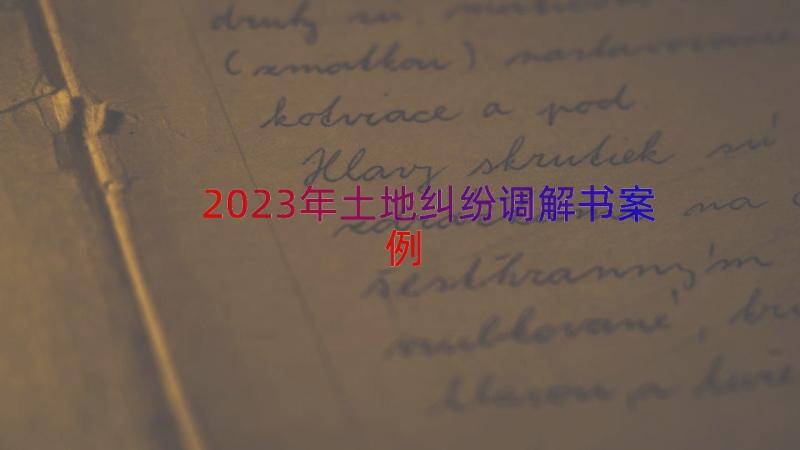 2023年土地纠纷调解书（案例16篇）