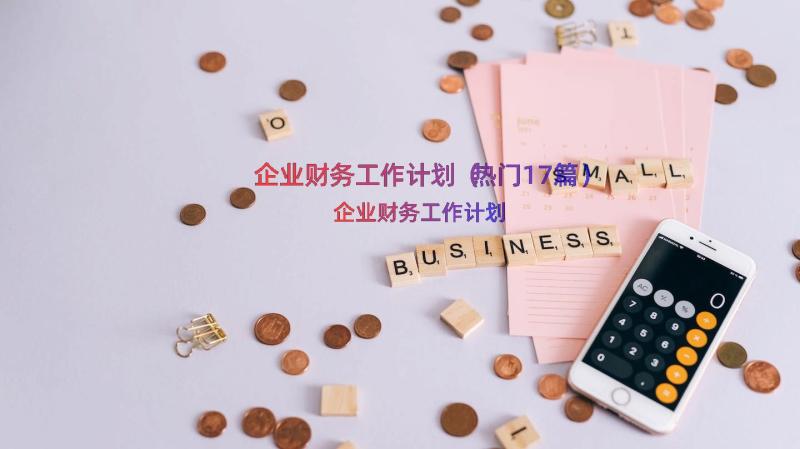 企业财务工作计划（热门17篇）