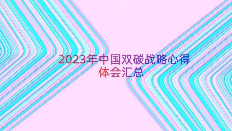 2023年中国双碳战略心得体会（汇总12篇）