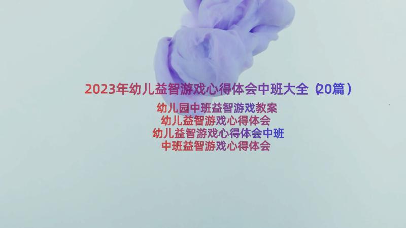 2023年幼儿益智游戏心得体会中班大全（20篇）