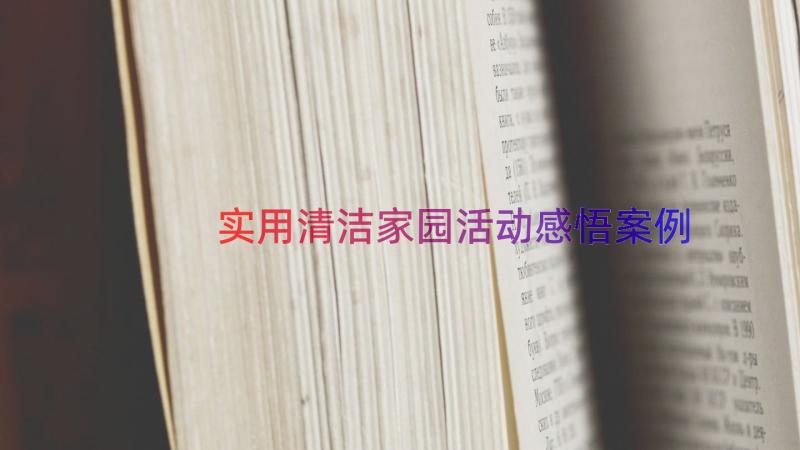 实用清洁家园活动感悟（案例17篇）