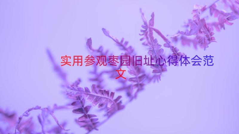 实用参观枣园旧址心得体会范文（12篇）