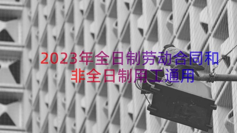 2023年全日制劳动合同和非全日制用工（通用14篇）