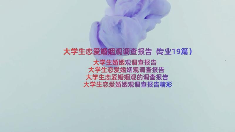 大学生恋爱婚姻观调查报告（专业19篇）