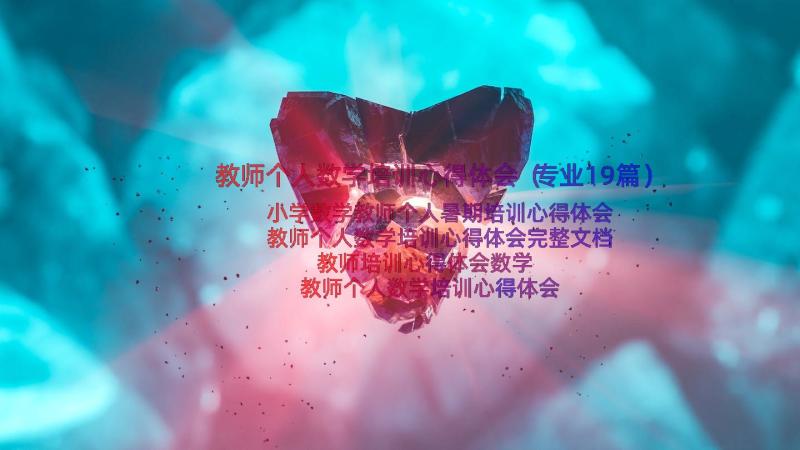 教师个人数学培训心得体会（专业19篇）