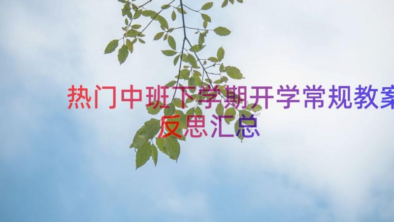 热门中班下学期开学常规教案反思（汇总17篇）