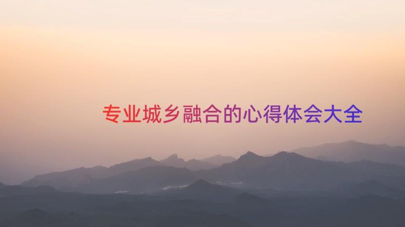 专业城乡融合的心得体会大全（13篇）