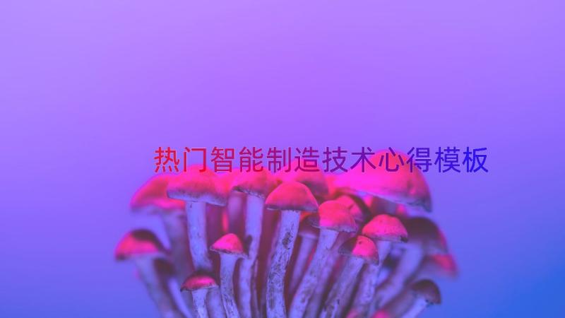 热门智能制造技术心得（模板13篇）