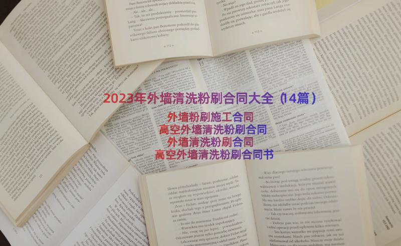 2023年外墙清洗粉刷合同大全（14篇）