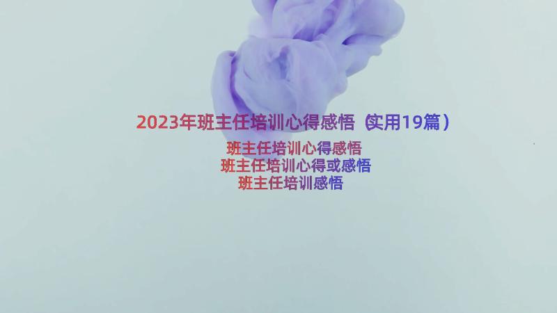 2023年班主任培训心得感悟（实用19篇）