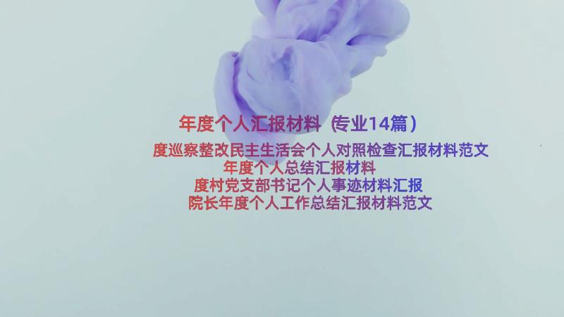 年度个人汇报材料（专业14篇）