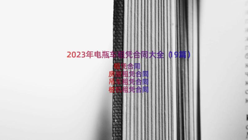 2023年电瓶车租凭合同大全（19篇）