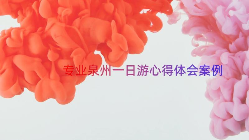 专业泉州一日游心得体会（案例16篇）