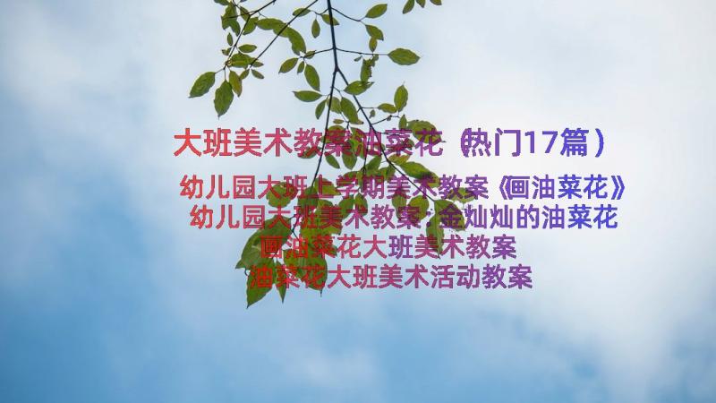 大班美术教案油菜花（热门17篇）