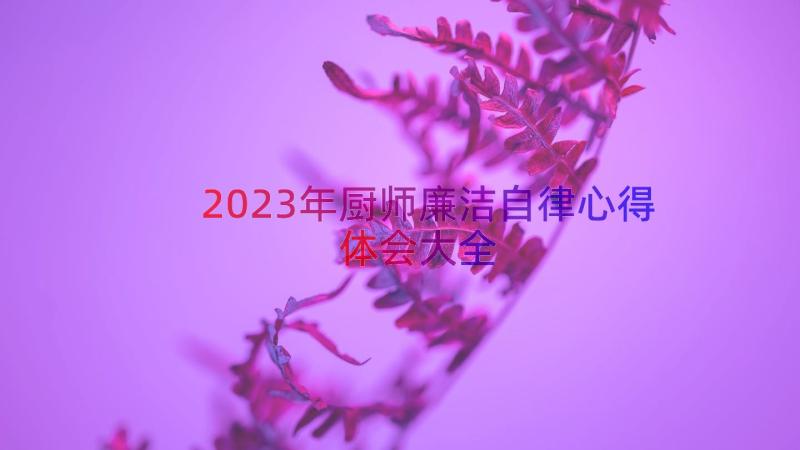 2023年厨师廉洁自律心得体会大全（12篇）