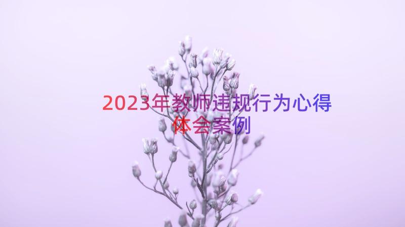 2023年教师违规行为心得体会（案例15篇）