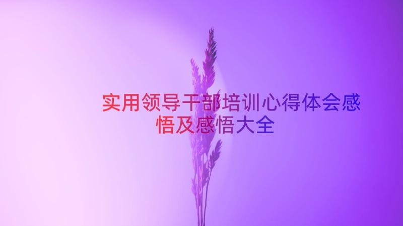 实用领导干部培训心得体会感悟及感悟大全（15篇）