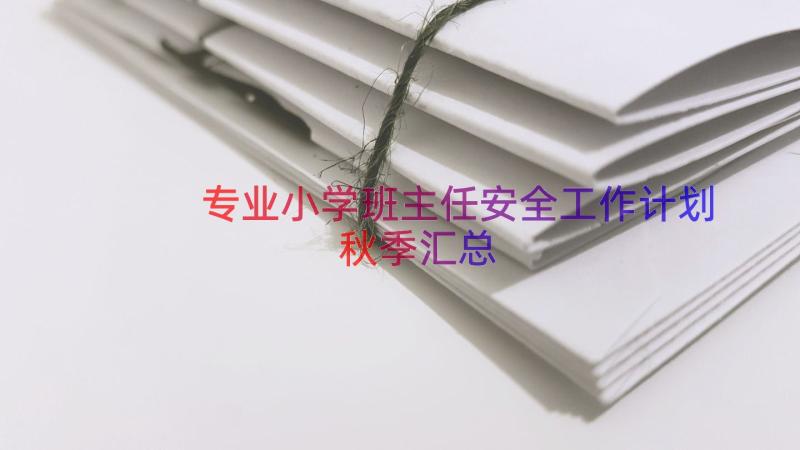 专业小学班主任安全工作计划秋季（汇总17篇）