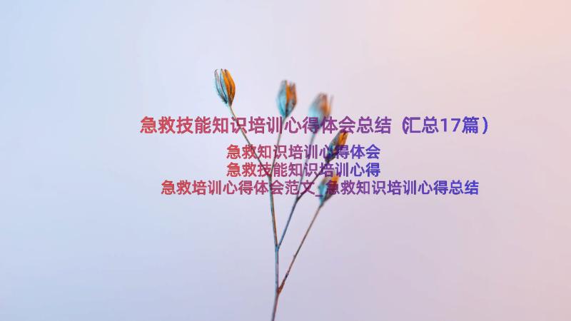 急救技能知识培训心得体会总结（汇总17篇）