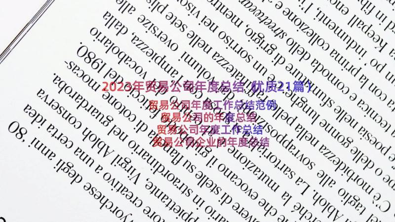 2023年贸易公司年度总结（优质21篇）