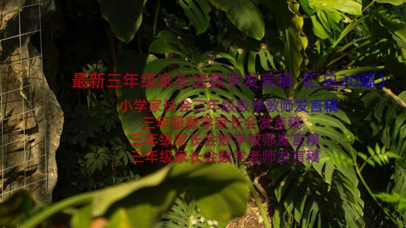 最新三年级家长会数学发言稿（汇总20篇）