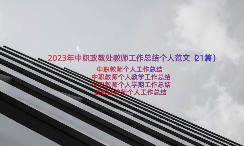 2023年中职政教处教师工作总结个人范文（21篇）