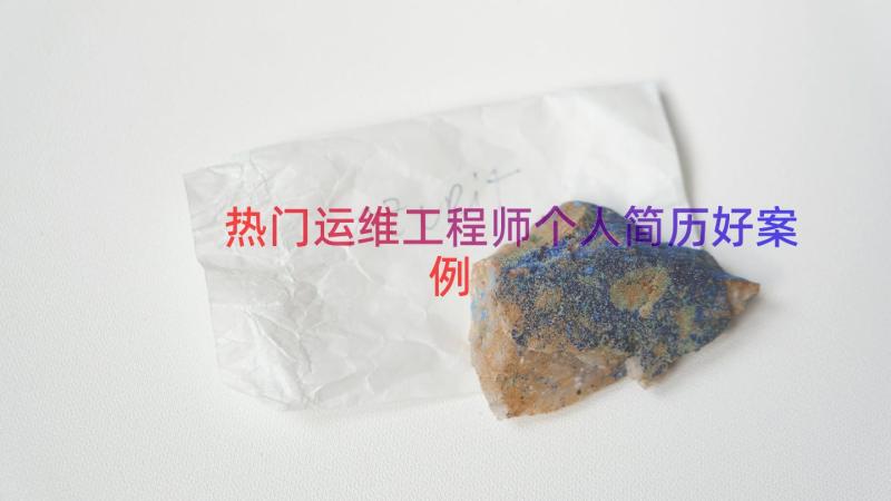 热门运维工程师个人简历好（案例15篇）