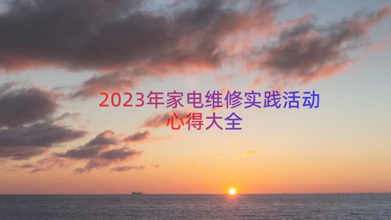 2023年家电维修实践活动心得大全（18篇）