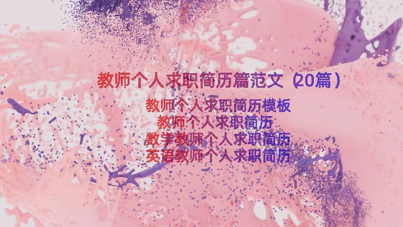 教师个人求职简历篇范文（20篇）