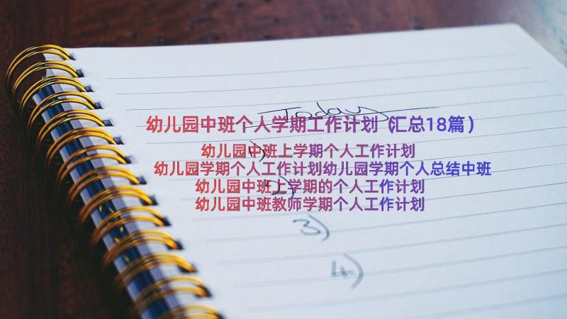 幼儿园中班个人学期工作计划（汇总18篇）