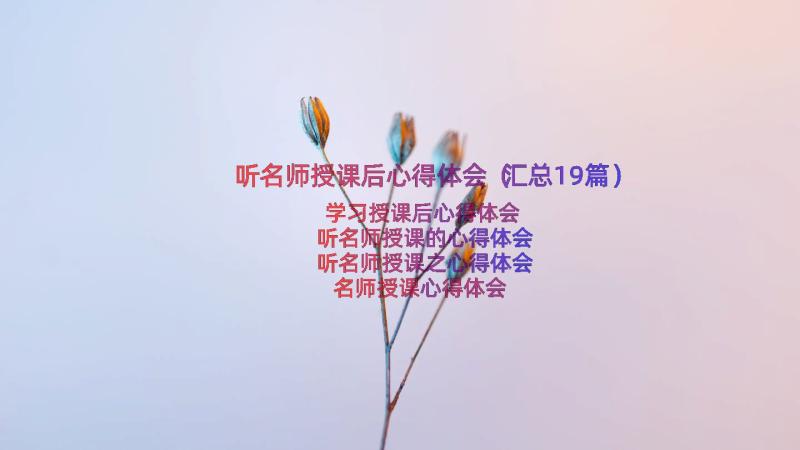 听名师授课后心得体会（汇总19篇）