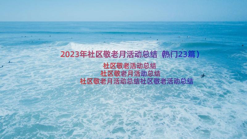 2023年社区敬老月活动总结（热门23篇）