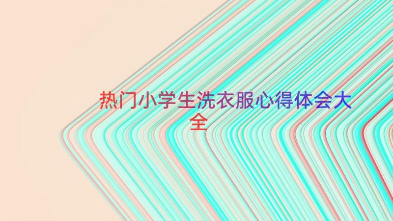 热门小学生洗衣服心得体会大全（17篇）