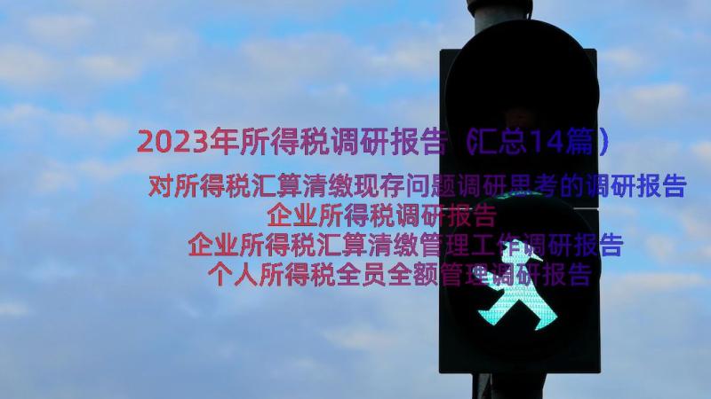 2023年所得税调研报告（汇总14篇）