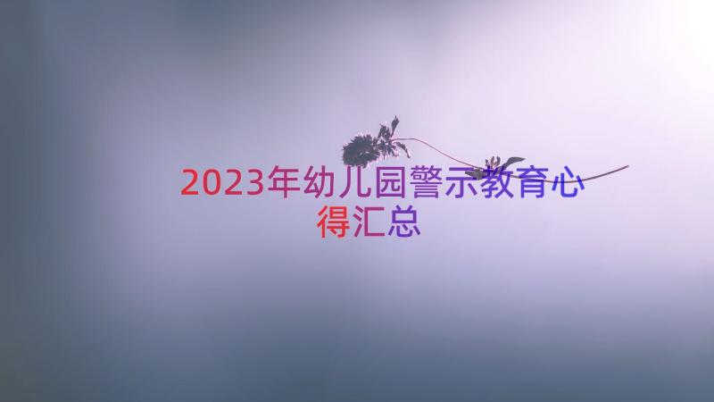 2023年幼儿园警示教育心得（汇总16篇）