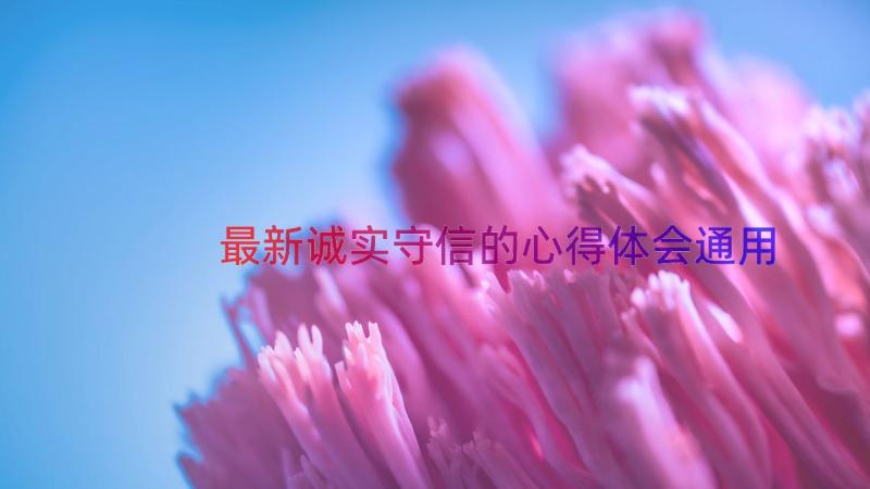 最新诚实守信的心得体会（通用16篇）