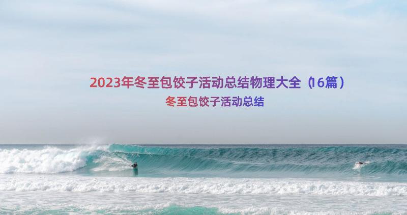 2023年冬至包饺子活动总结物理大全（16篇）