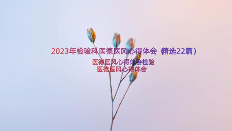 2023年检验科医德医风心得体会（精选22篇）