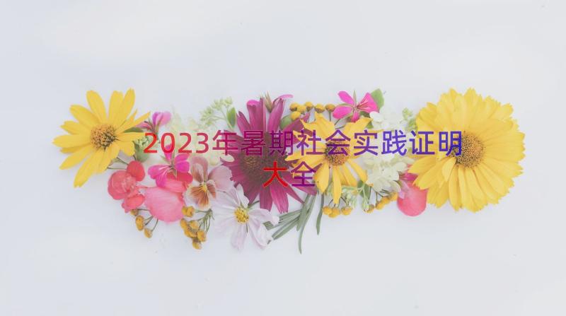 2023年暑期社会实践证明大全（21篇）