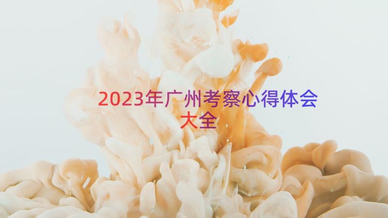 2023年广州考察心得体会大全（17篇）